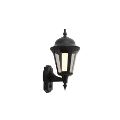 Ansell LED Vägglampa Latina Lykta Svart - Passande för E27 upp till 42W | IP65 - Rörelse- och ljussensor