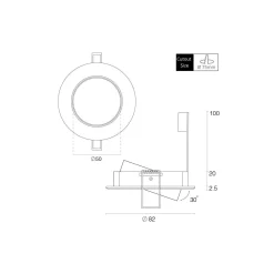 Any Lamp Infälld Spot Cirkulär Lutningsbar Aluminium | Utskärning 75mm - GU5.3 Sockel