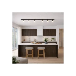 Bright Choice Komplett set 1-Fas Rail 3 Meter Svart | incl. 8x Spot + GU10 2700K 3W Dimbar + Ändkåpa, Strömkontakt och I-Anslutningsstycke