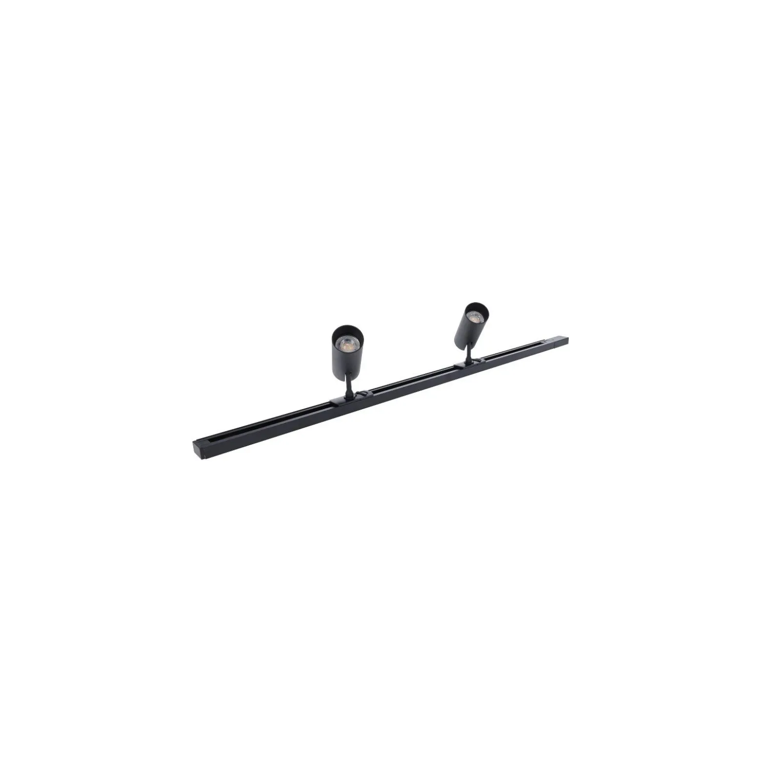 Bright Choice Komplett set 1-Fas Rail 1 Meter Svart | incl. 2x Spot + GU10 2700K 3W Dimbar + Ändkåpa, Strömkontakt