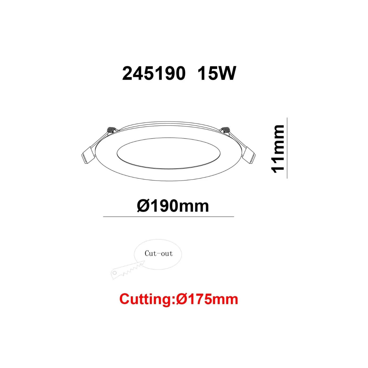 Bright Choice LED Downlight UltraSlim 15W 1200lm 110D - 840 Kallvit | 190mm - Utskärning 175mm
