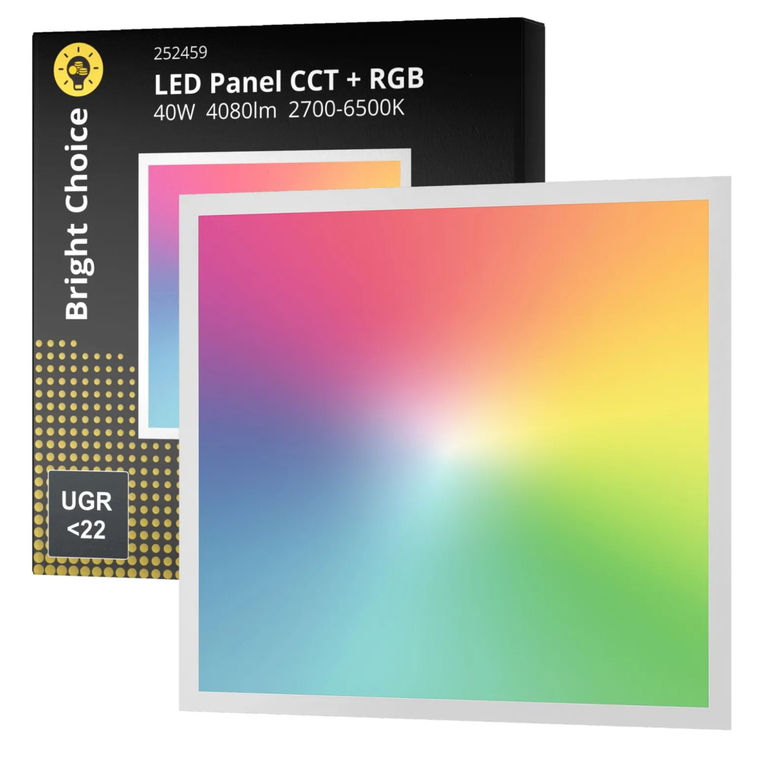 Bright Choice LED Panel Backlit 40W 4080lm 827-865 CCT + RGB | 60x60cm - UGR <22