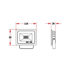 Bright Choice LED Strålkastare 20W 2000lm 100D - 830 Varm Vit | IP66 - Symmetrisk