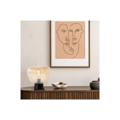 Brilliant Bordslampa Kaizen Glas Metall Svart Beige | 250mm - Passande för 1x E27