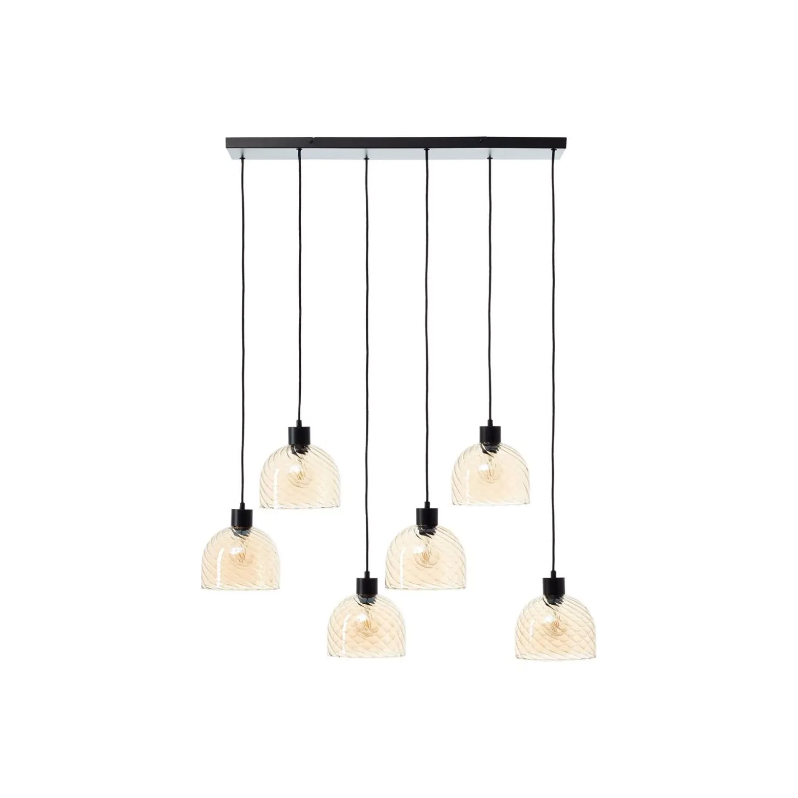 Brilliant Casto Pendellampa Glas Pendellampa Metall Svart Beige | Passande för 6x E27
