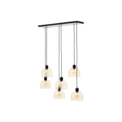 Brilliant Casto Pendellampa Glas Pendellampa Metall Svart Beige | Passande för 6x E27