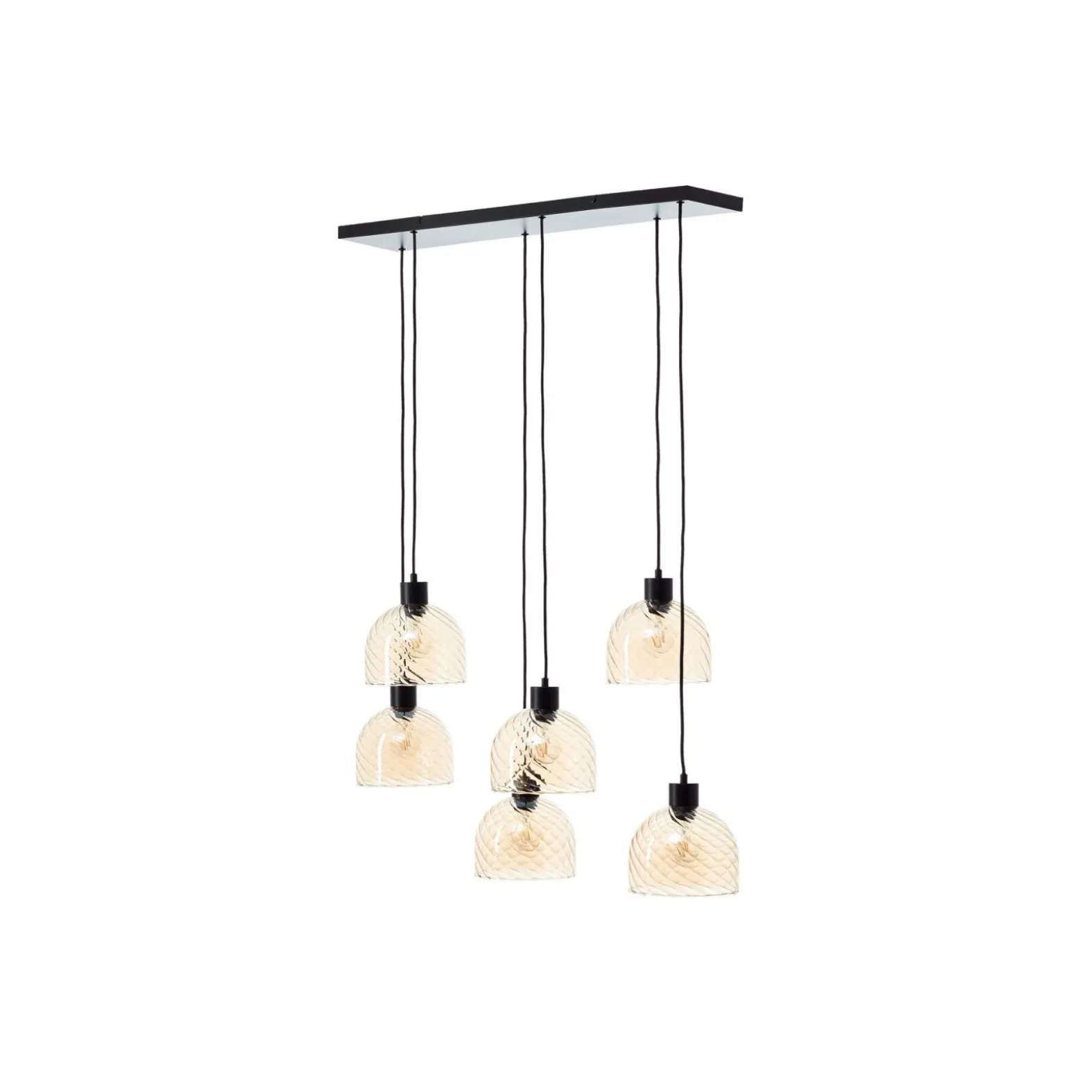 Brilliant Casto Pendellampa Glas Pendellampa Metall Svart Beige | Passande för 6x E27
