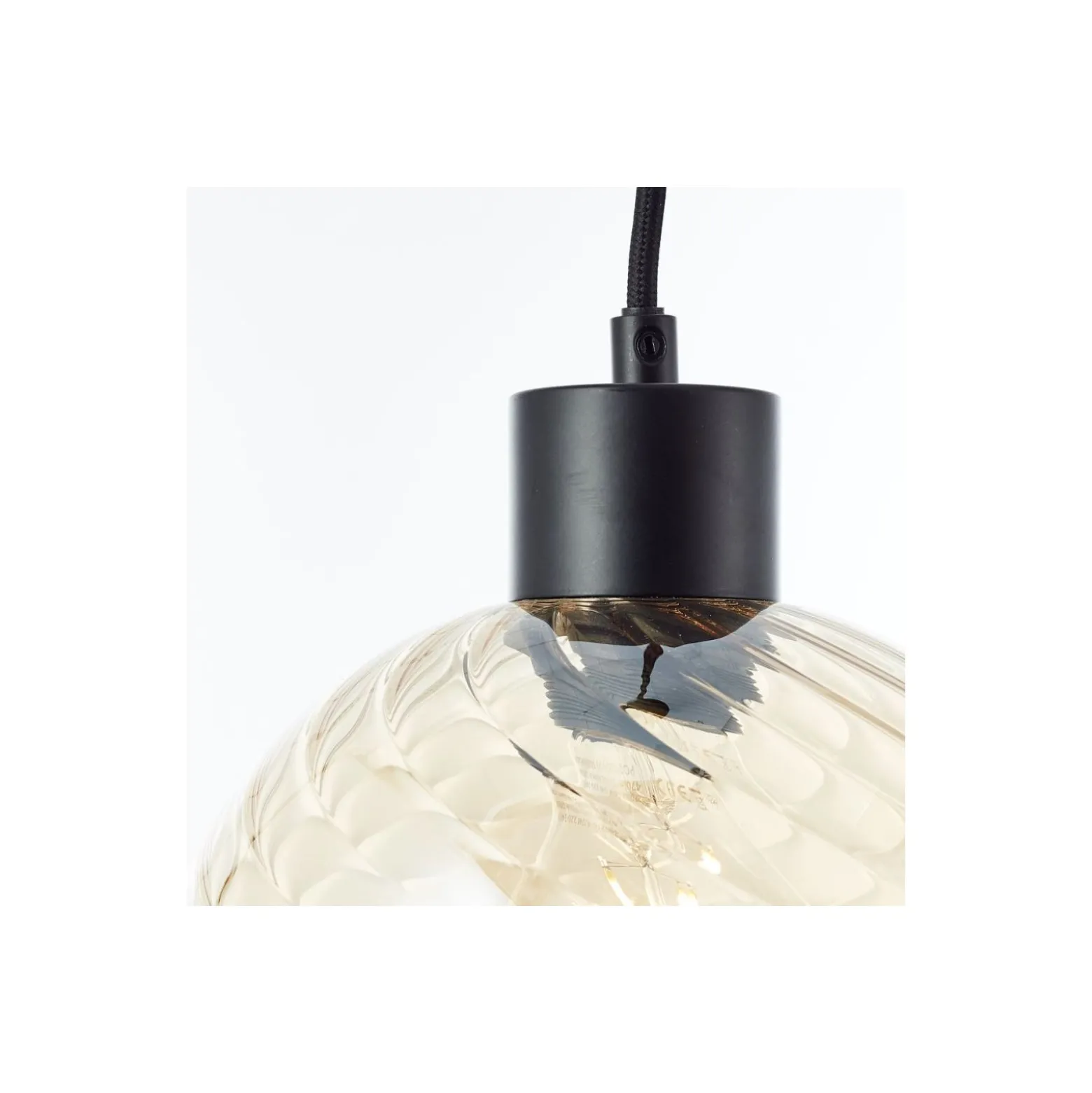 Brilliant Casto Pendellampa Glas Pendellampa Metall Svart Beige | Passande för 6x E27