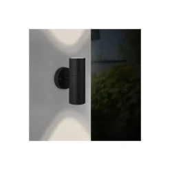 Brilliant Jandy Vägglampa Up/Down Glas Metall Svart | IP44 - Utomhus - Passande för 2x GU10