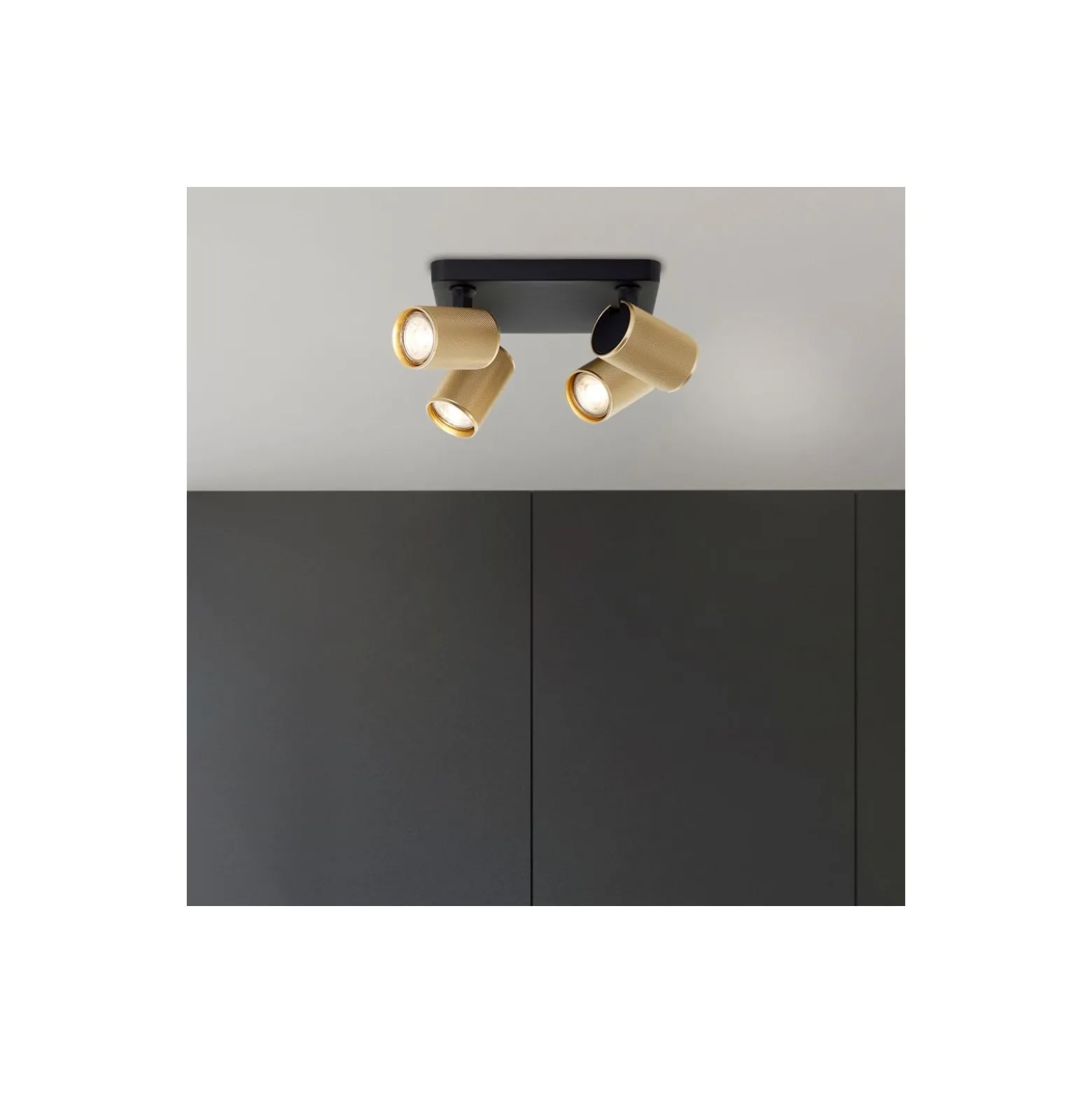 Brilliant Marty Taklampa Aluminium Sandig Svart Guld 20W 1400lm - 830 Varm Vit | Inkl. 4x GU10