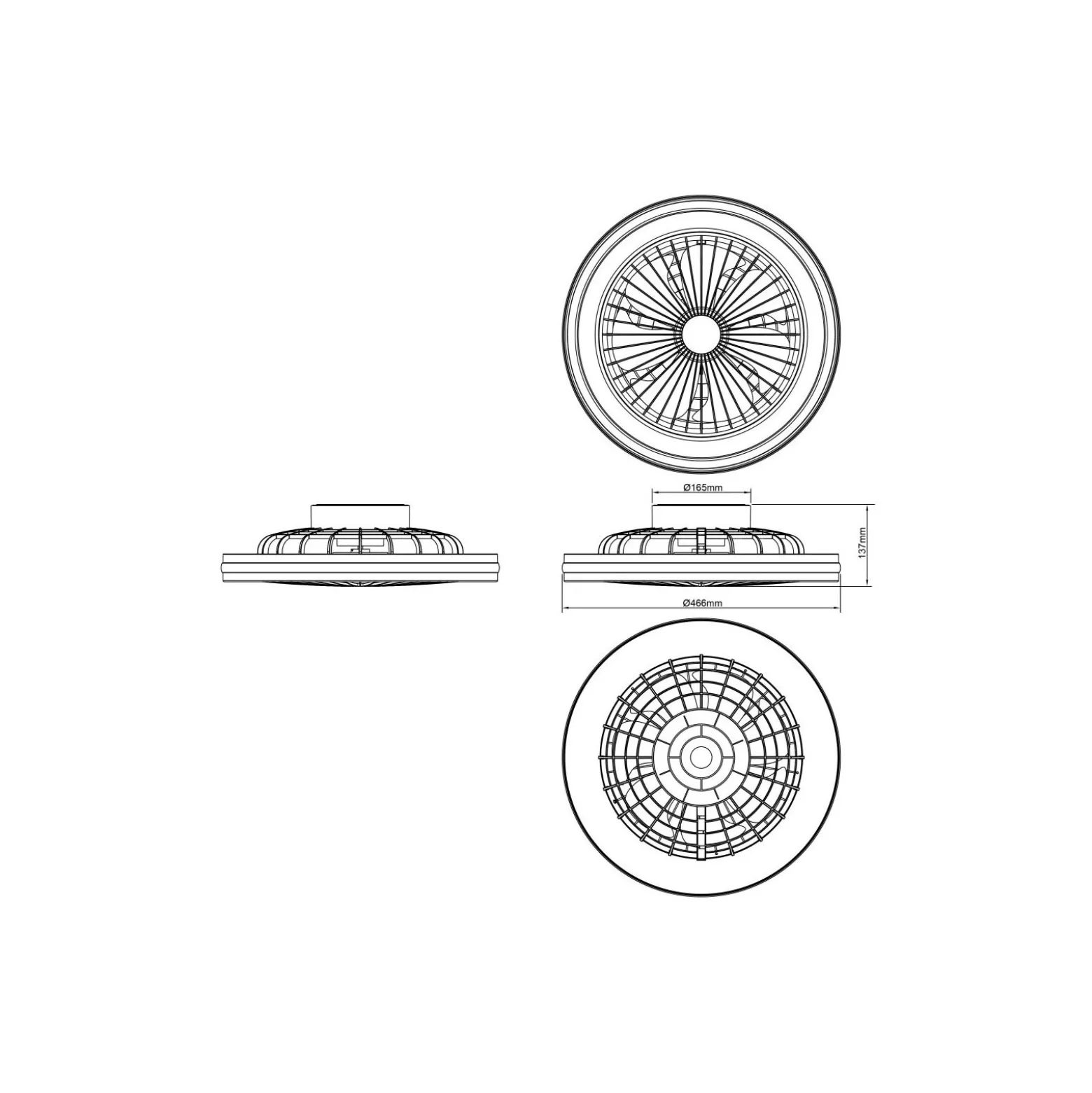 Brilliant Palmero Takfläkt Plast Metall Svart 36W 5000lm - 827-865 CCT | 466mm - Fjärrkontroll Dimbar