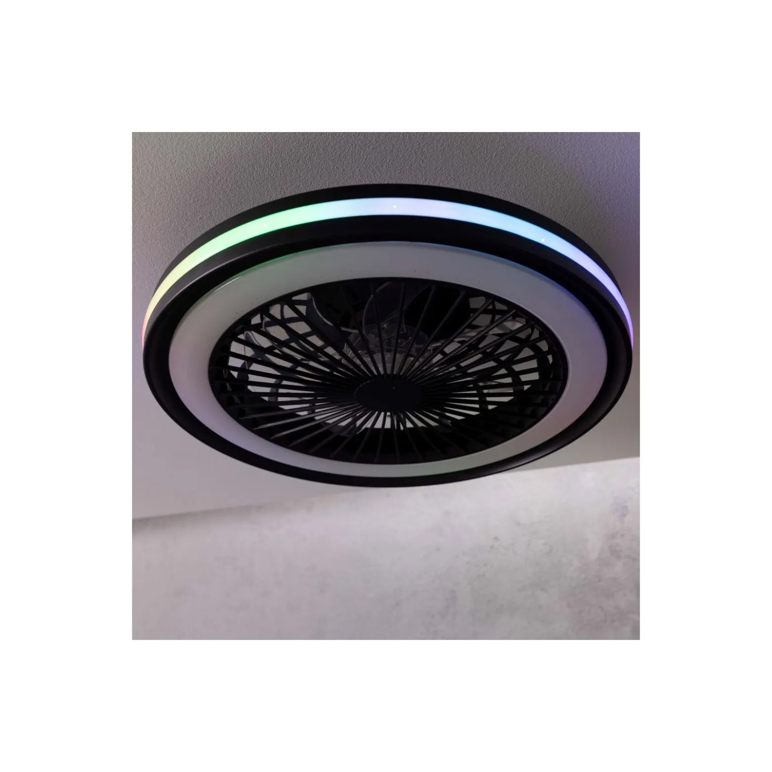 Brilliant Palmero Takfläkt Plast Metall Svart 36W 5000lm - 827-865 CCT | 466mm - Fjärrkontroll Dimbar