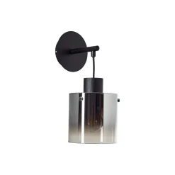 Brilliant Simonis Vägglampa Glas Metall Smoke Svart | Passande för 1x E27
