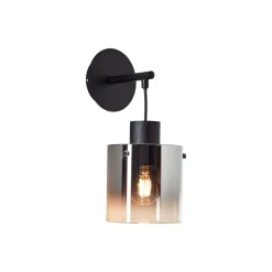 Brilliant Simonis Vägglampa Glas Metall Smoke Svart | Passande för 1x E27