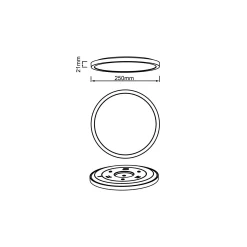 Brilliant Tuco Taklampa Plast Svart Vit 16W 2100lm - 827 Extra Varm Vit | 250mm