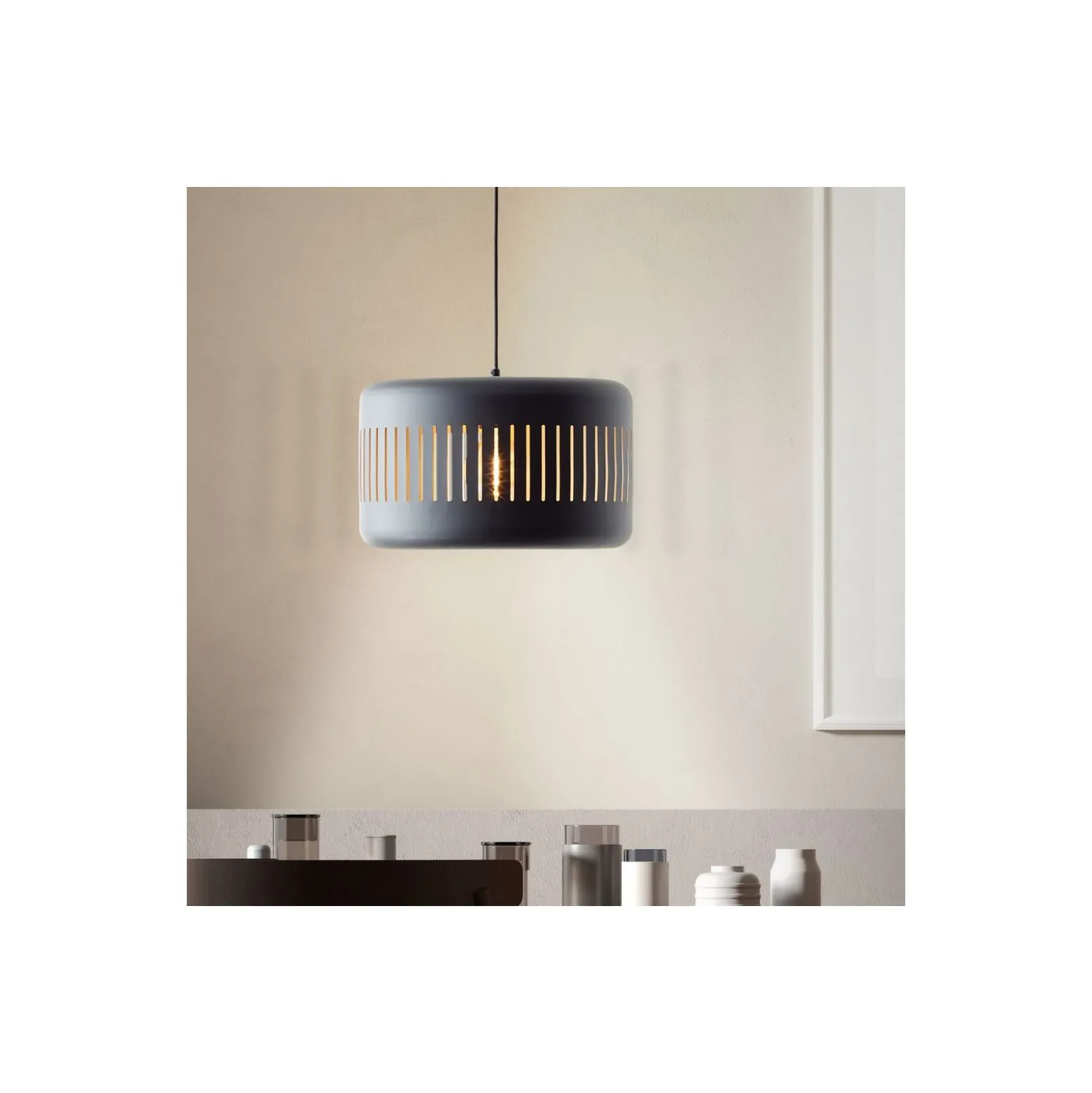 Brilliant Tyas Pendellampa Metall Svart Guld | 380mm - Passande för 1x E27