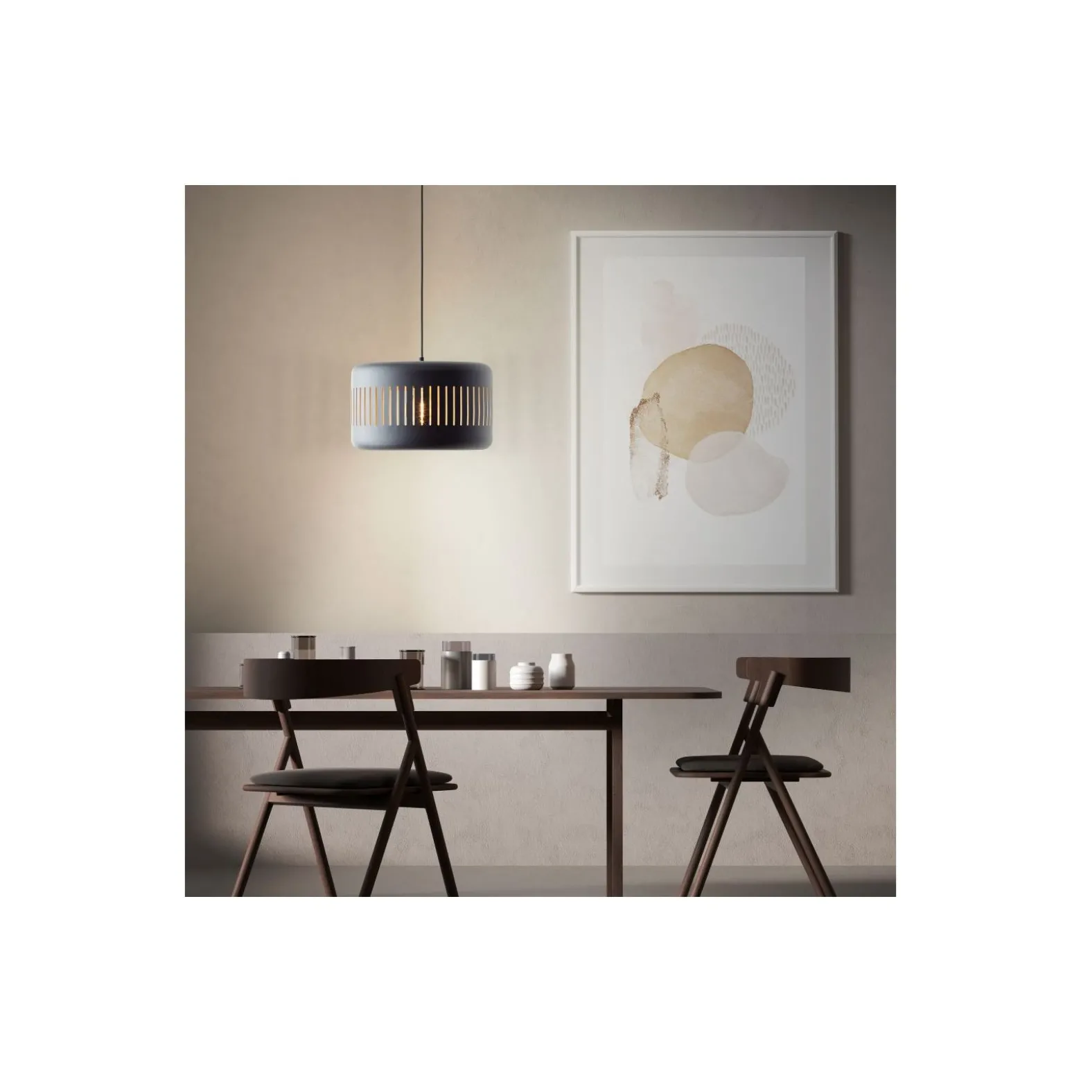 Brilliant Tyas Pendellampa Metall Svart Guld | 380mm - Passande för 1x E27