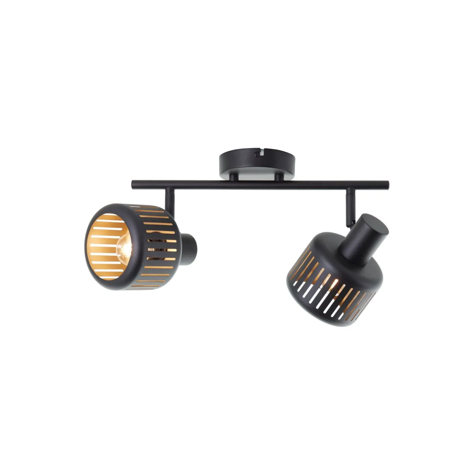 Brilliant Tyas Taklampa Aluminium Metall Svart Guld | Passande för 2x E14