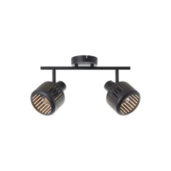 Brilliant Tyas Taklampa Aluminium Metall Svart Guld | Passande för 2x E14