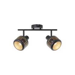 Brilliant Tyas Taklampa Aluminium Metall Svart Guld | Passande för 2x E14