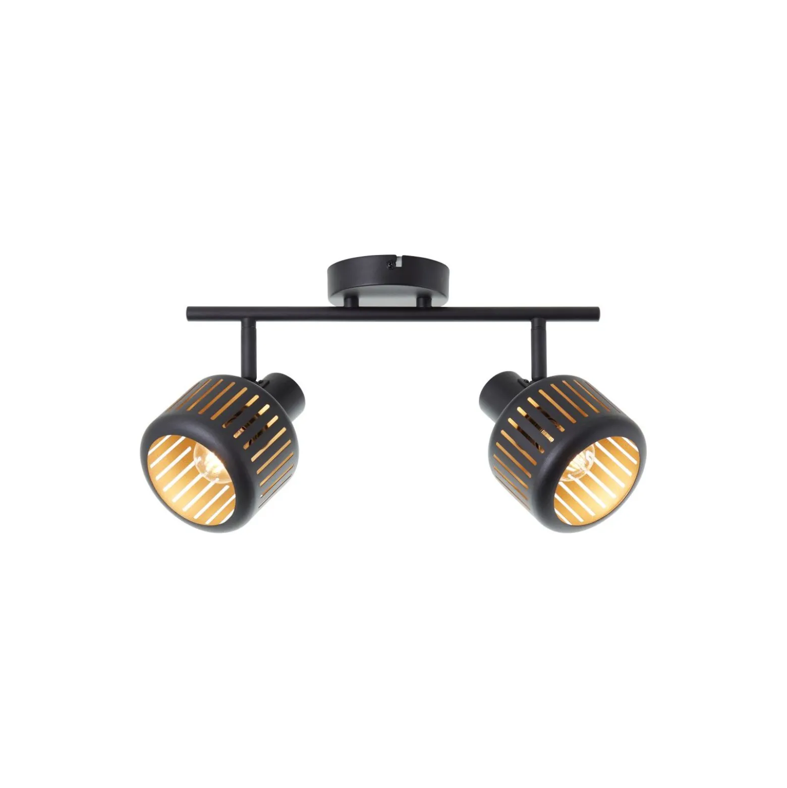 Brilliant Tyas Taklampa Aluminium Metall Svart Guld | Passande för 2x E14