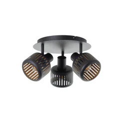 Brilliant Tyas Taklampa Aluminium Metall Svart Guld | 370mm - Passande för 3x E14