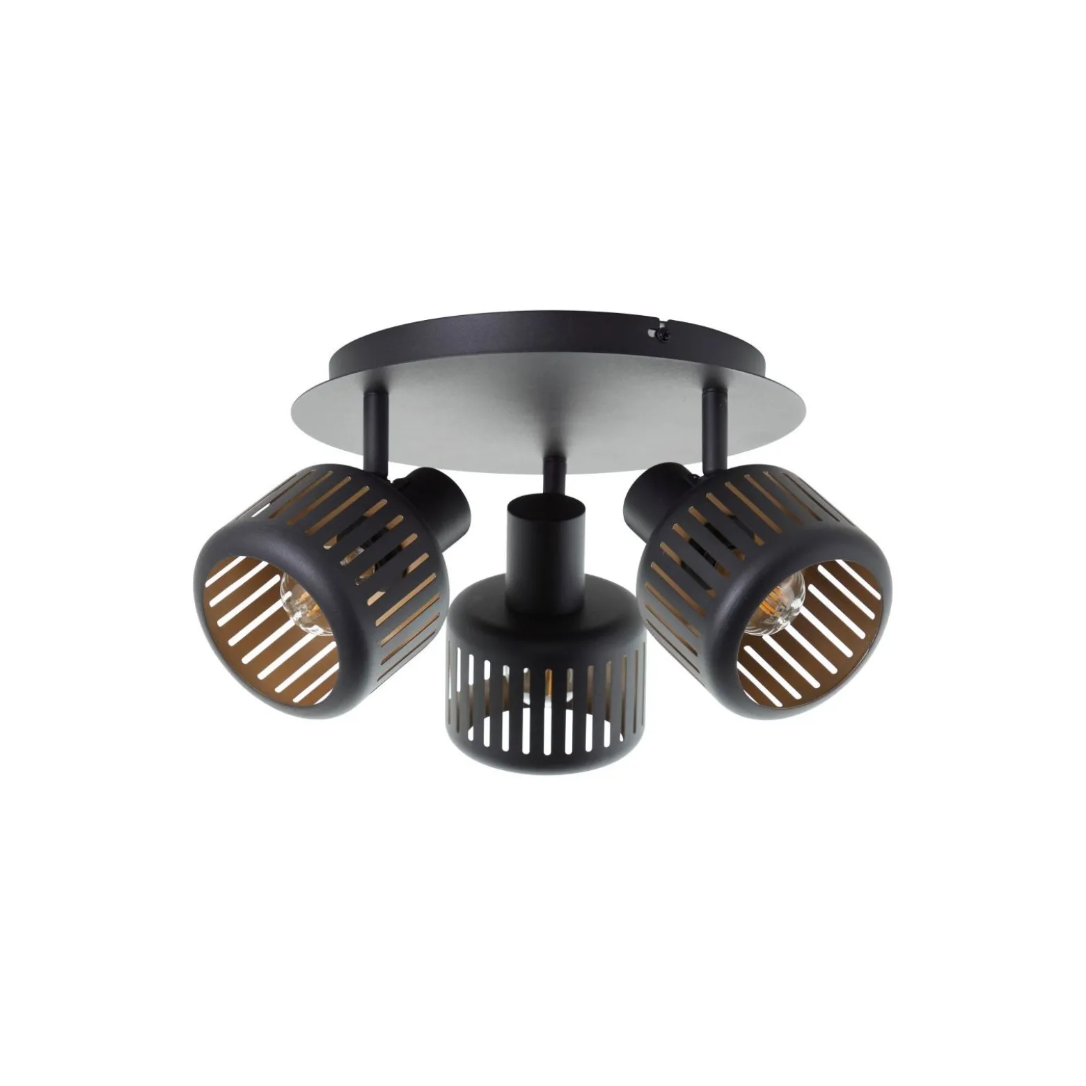 Brilliant Tyas Taklampa Aluminium Metall Svart Guld | 370mm - Passande för 3x E14