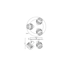 Brilliant Tyas Taklampa Aluminium Metall Svart Guld | 370mm - Passande för 3x E14