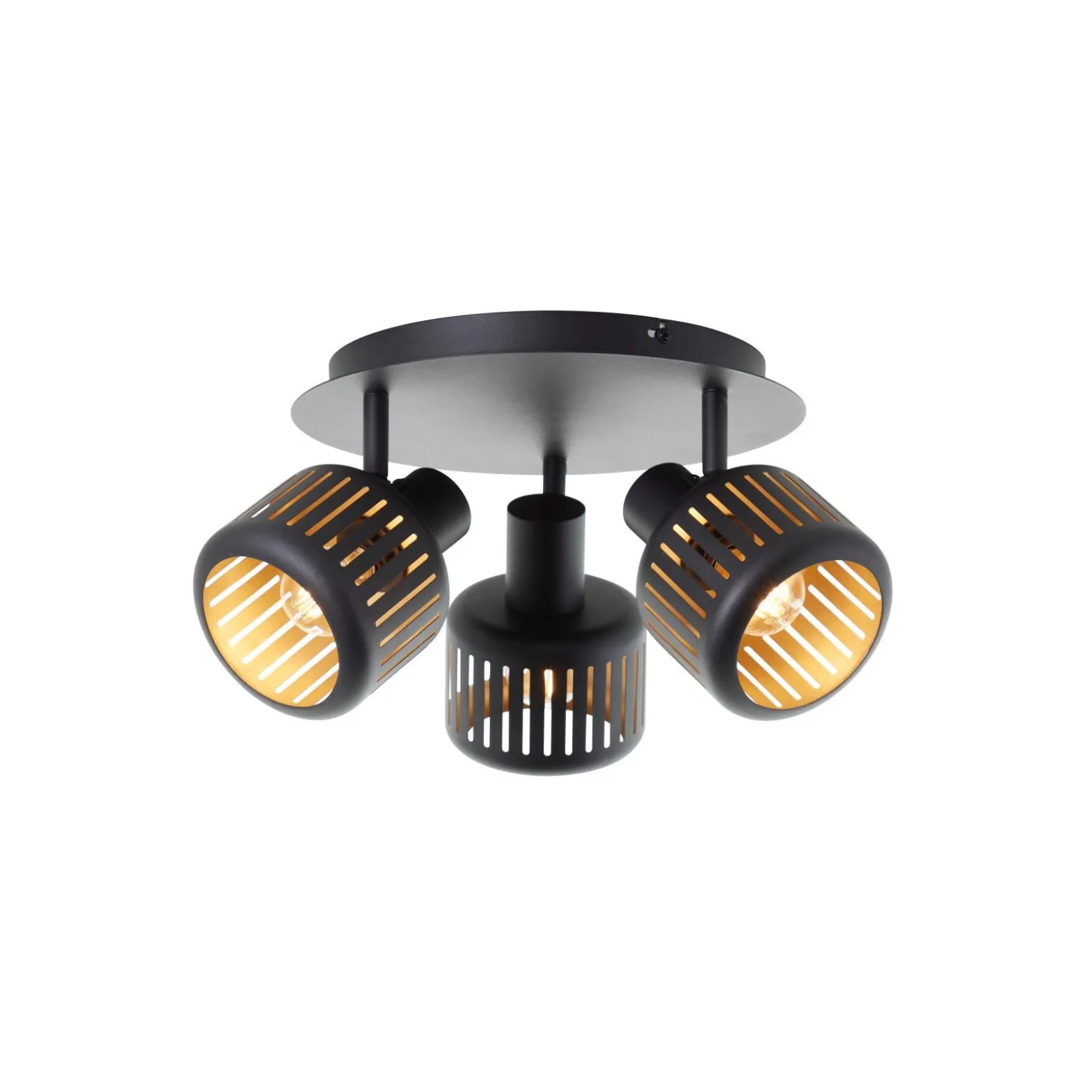 Brilliant Tyas Taklampa Aluminium Metall Svart Guld | 370mm - Passande för 3x E14