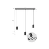 Calex Retro Pendellampa Cordset Rektangulär Metall Svart |incl. kabel 2 Meter - Passande för 3xE27