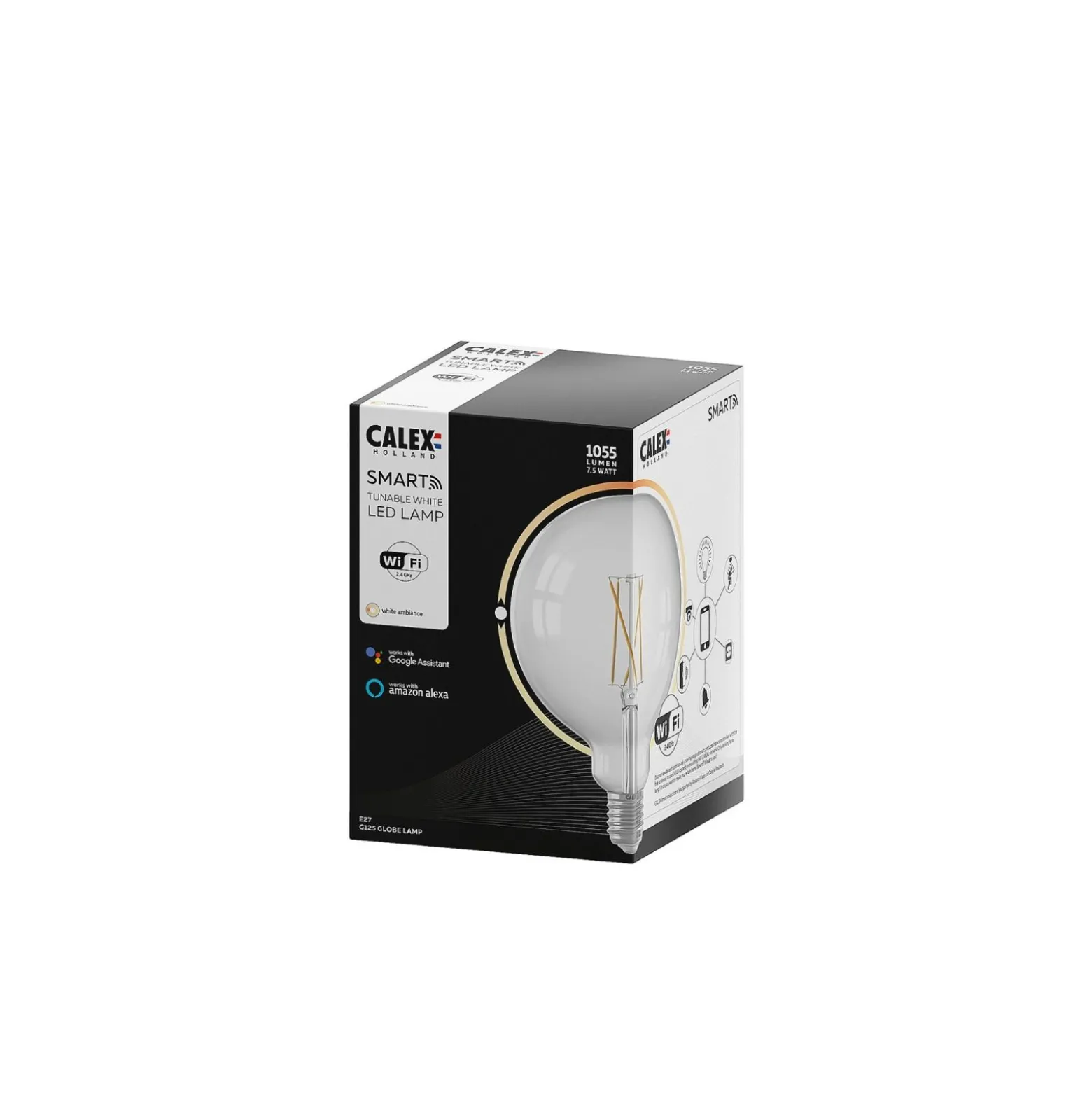 Calex Smart Tuya Wifi E27 Globe Filament 7.5W 1055lm - 818-830 Justerbar Vit | Dimbar - Ersättare 75W