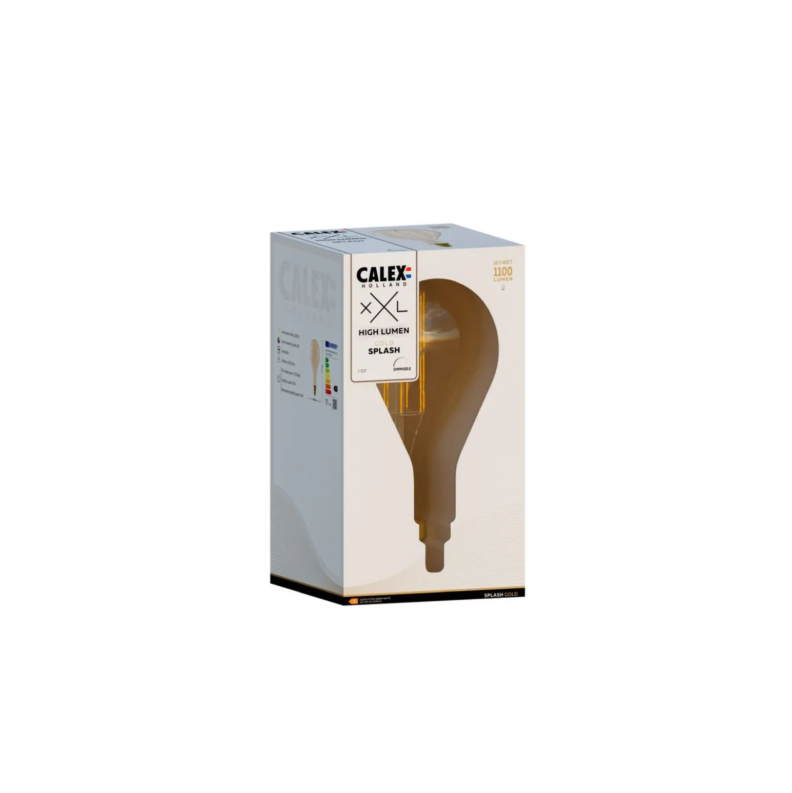 Calex XXL Splash Höga lumen Guld LED E27 Filament 3W 250lm- 821 Extra Varm Vit | Dimbar