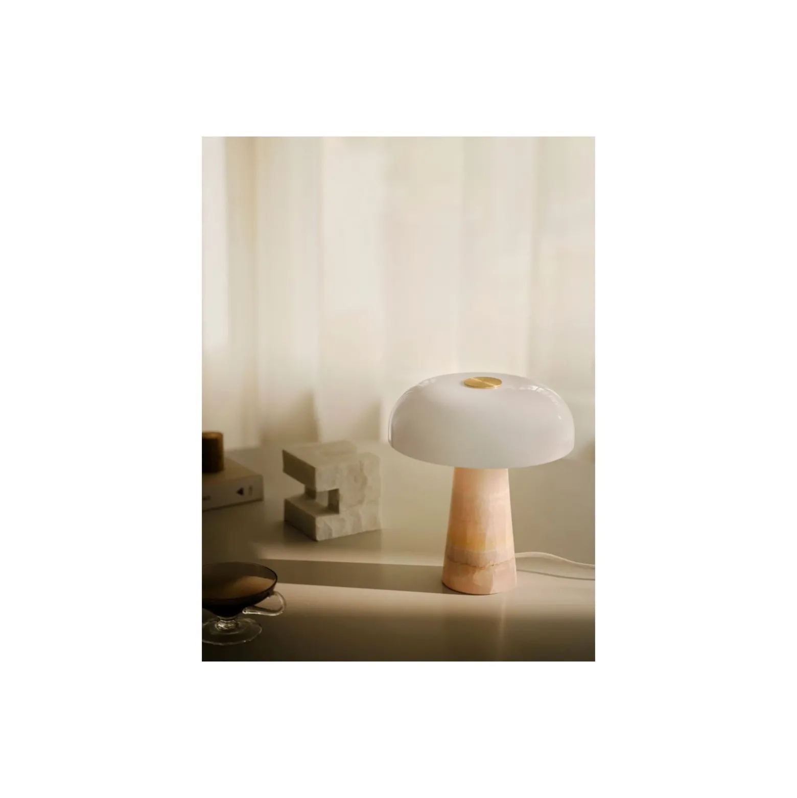 DFTP by Nordlux Bordslampa Glossy Marmor och Glas Rosa | 220mm - Passande för 1x E14