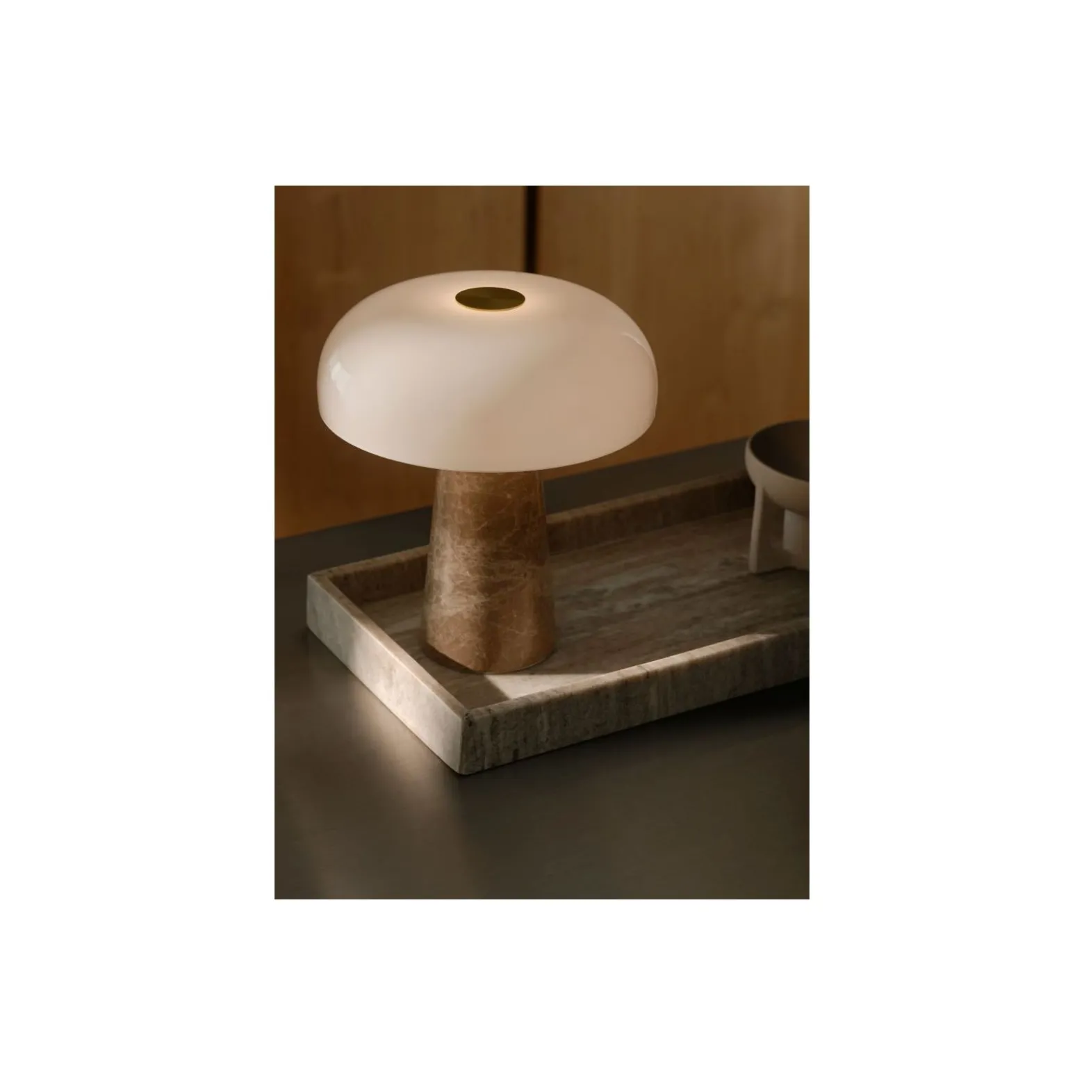 DFTP by Nordlux Bordslampa Glossy Marmor och Glas Beige | 220mm - Passande för 1x E14