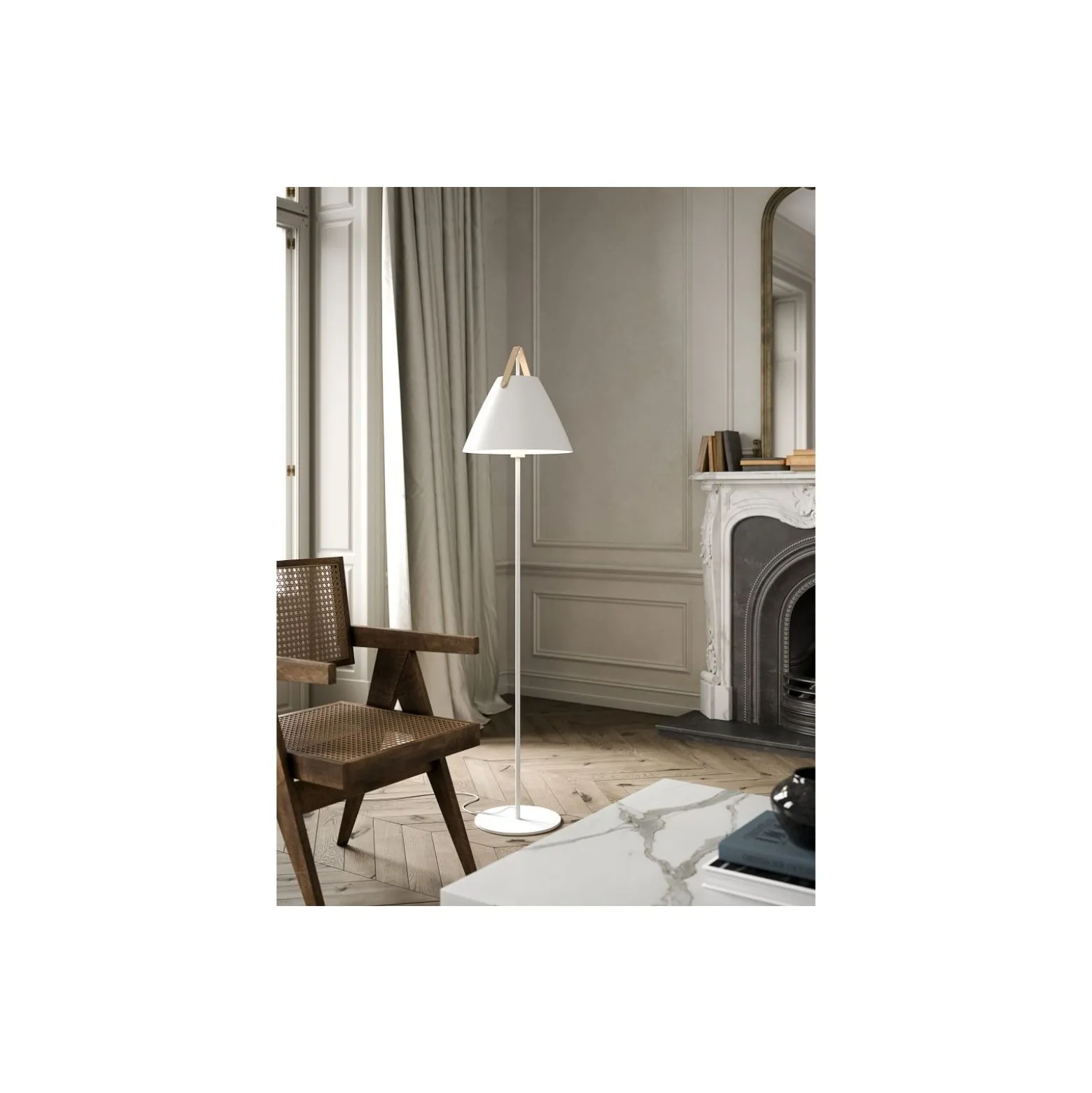 DFTP by Nordlux Strap Golvlampa Metall och Leather Vit | Passande för E27