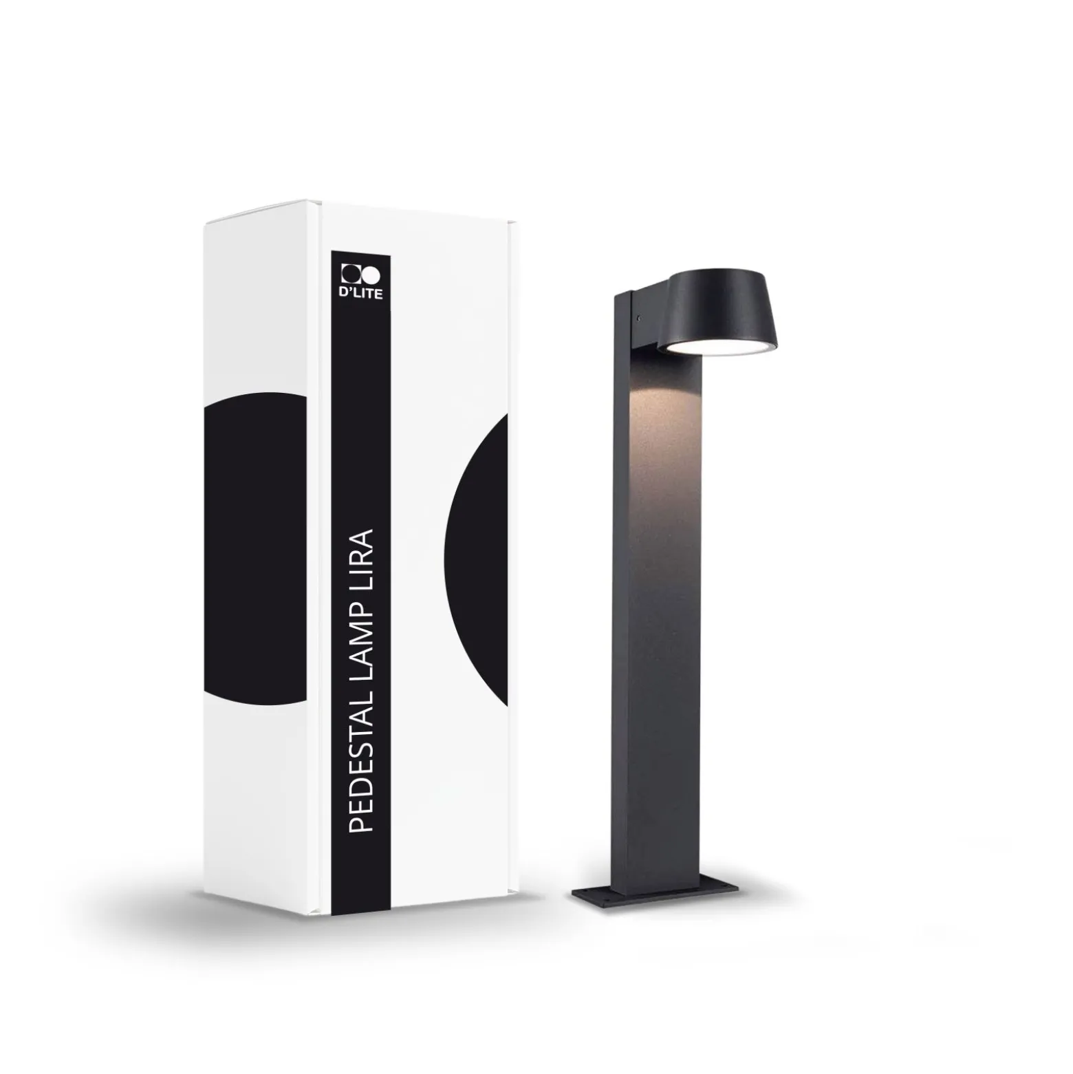 D'Lite Piedestallampa Lira Svart 7W 600lm 830 Varm Vit | IP54