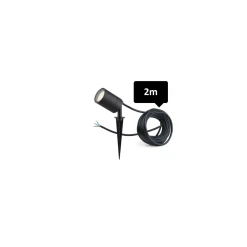 D'Lite Spik Ljus Fuse Strömkabel Svart | IP65 - Passande för 1x GU10 | incl. cable 2 Meter