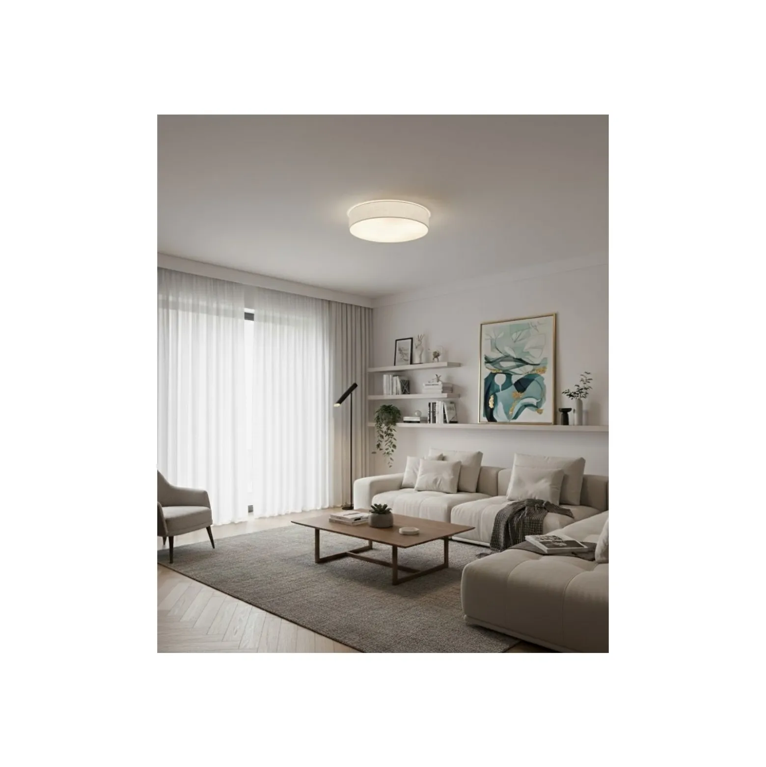 D'Lite Taklampa Lunelle 50cm Textil Vit | Passande för 3x E27