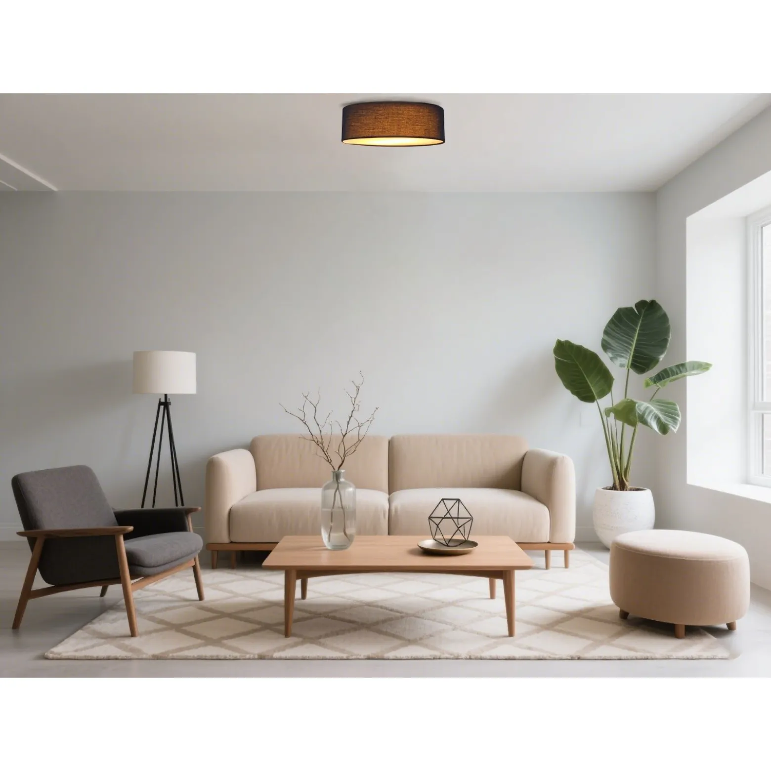 D'Lite Taklampa Lunelle 30cm Textil Svart | Passande för 2x E27