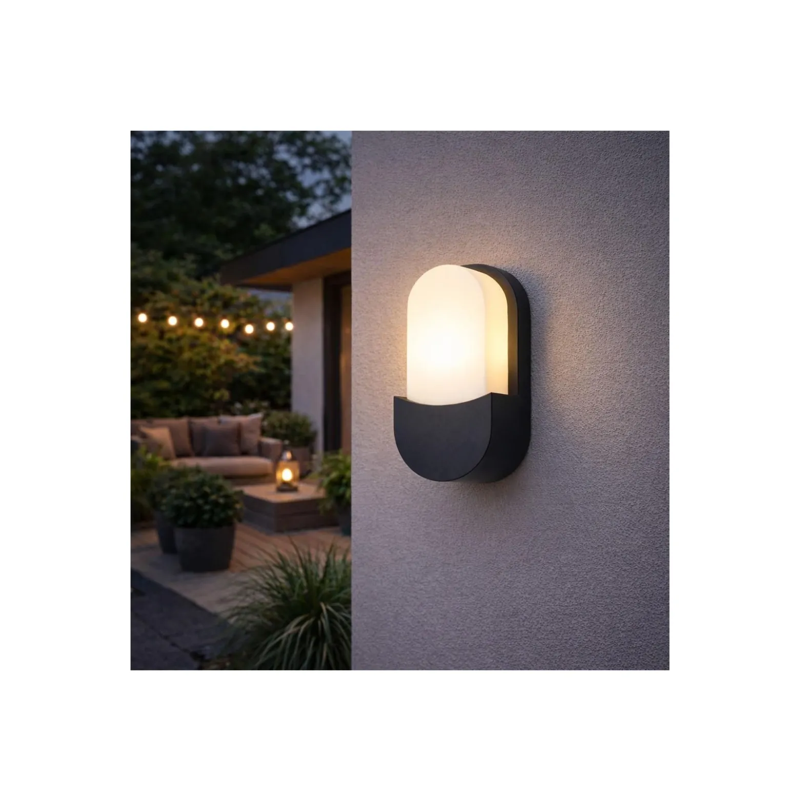 D'Lite Vägglampa Atos ABS Svart | IP54 - Passande för 1x E27