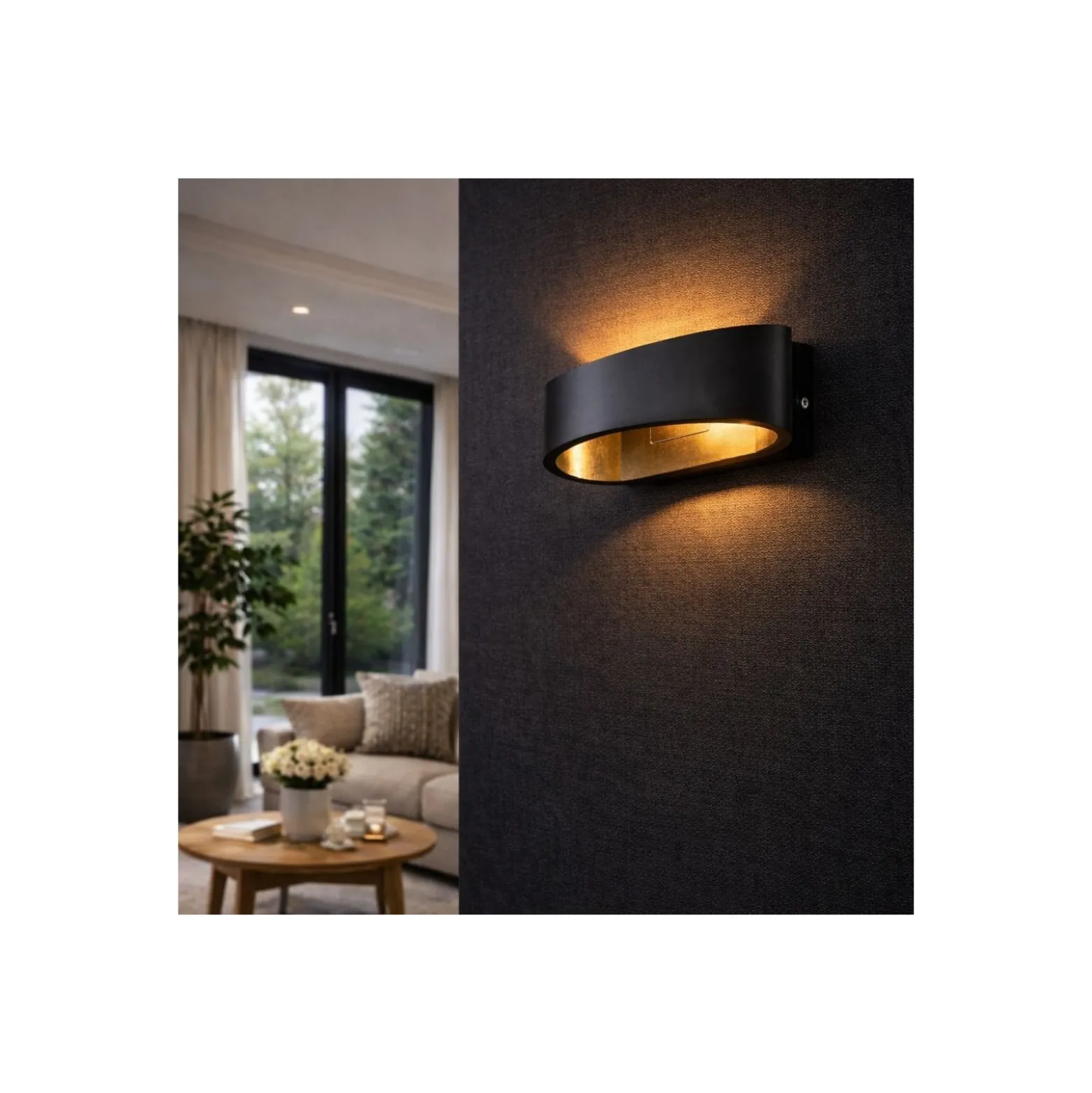 D'Lite Vägglampa Auris Svart Up & Down 7W 220lm - 830 Varm Vit | IP54