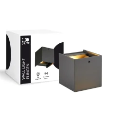 D'Lite Vägglampa Elingen Aluminium Svart Up & Down 4.9W 480lm - 830 Varm Vit | IP65 - Ljussensor