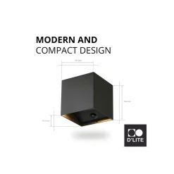 D'Lite Vägglampa Elingen Aluminium Svart Up & Down 2.9W 170lm - 830 Varm Vit | IP65 - Batteridriven - Ljussensor