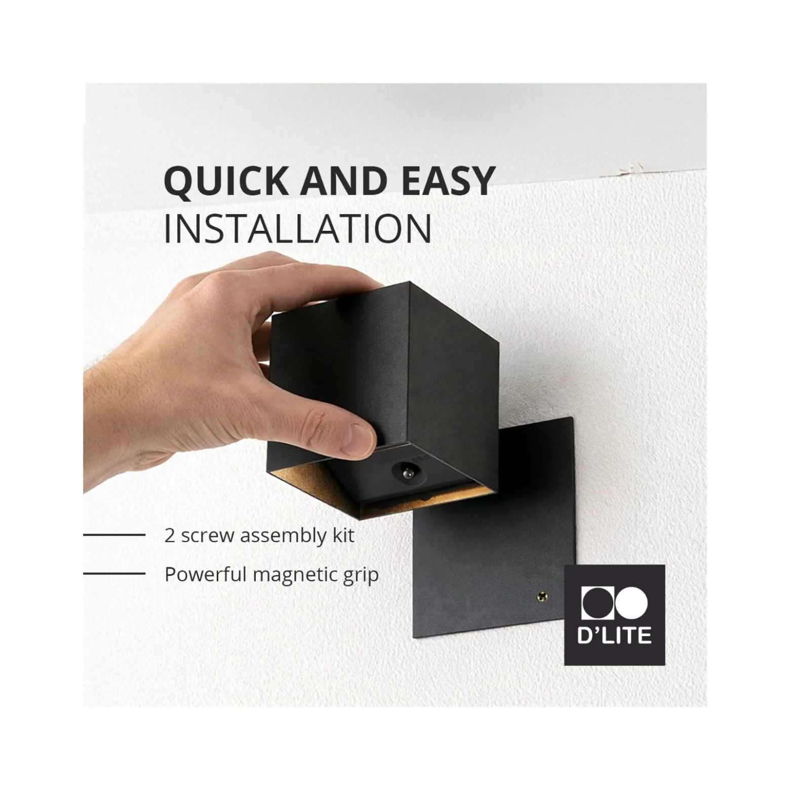 D'Lite Vägglampa Elingen Aluminium Svart Up & Down 2.9W 170lm - 830 Varm Vit | IP65 - Batteridriven - Ljussensor