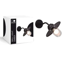 D'Lite Vägglampa Ember Svart | IP54 - Passande för 1x E27