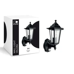 D'Lite Vägglampa Helora Svart | IP44 - Passande för 1x E27 - Rörelsesensor
