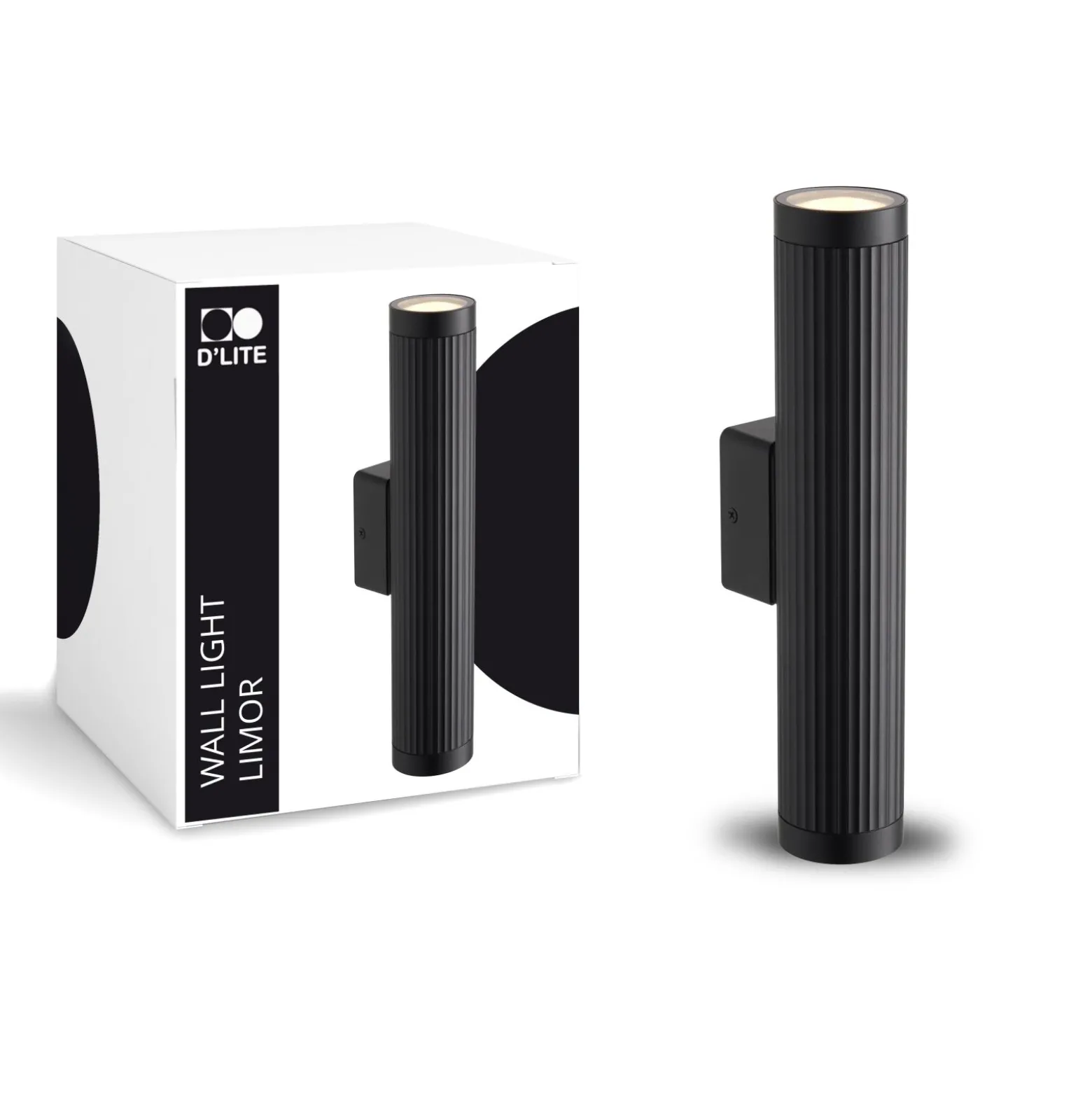 D'Lite Vägglampa Limor Aluminium Svart Up & Down| IP54 - Passande för 2x GU10