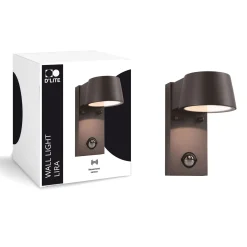 D'Lite Vägglampa Lira Svart 7W 600lm 830 Varm Vit | IP54 - Rörelsesensor