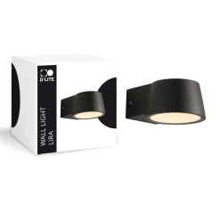 D'Lite Vägglampa Lira Svart 7W 600lm 830 Varm Vit | IP54