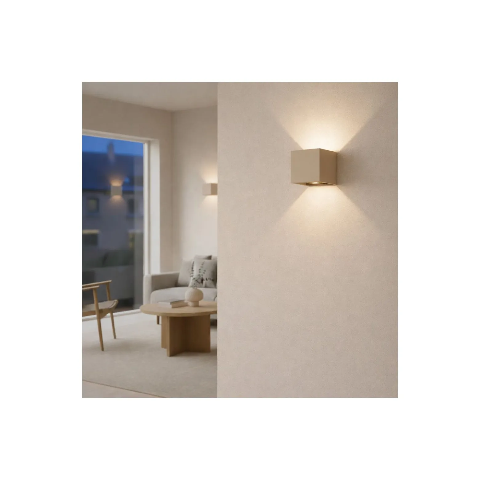 D'Lite Vägglampa Nova Beige Up & Down 4.9W 480lm - 830 Varm Vit | IP54 - Justerbar strålvinkel